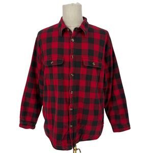 VTG Y2K Buffalo Plaid Shacket Red Black Fleece Lined Men’s XL Covington Casual